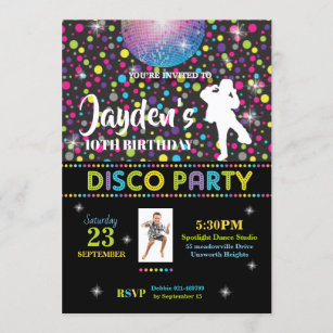 Invitation Partie de disco de la fête d'anniversaire de danse