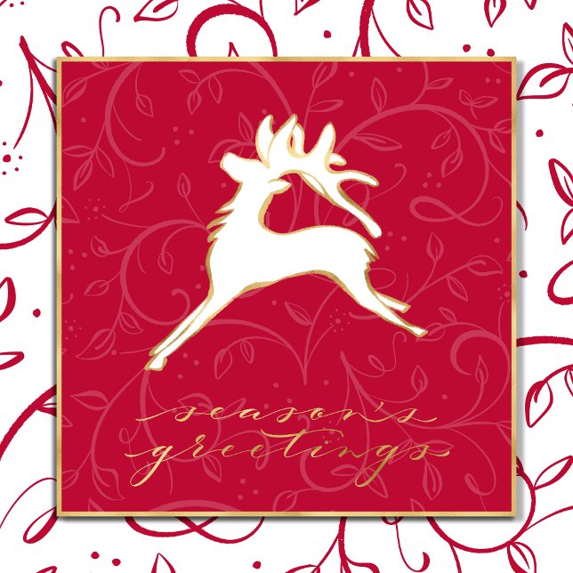 Danseur Carré de Noël chic sur carte rouge (Créateur téléchargé)