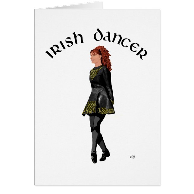 Danseur de pas irlandais - Robe noire, Cheveux rou (Devant)