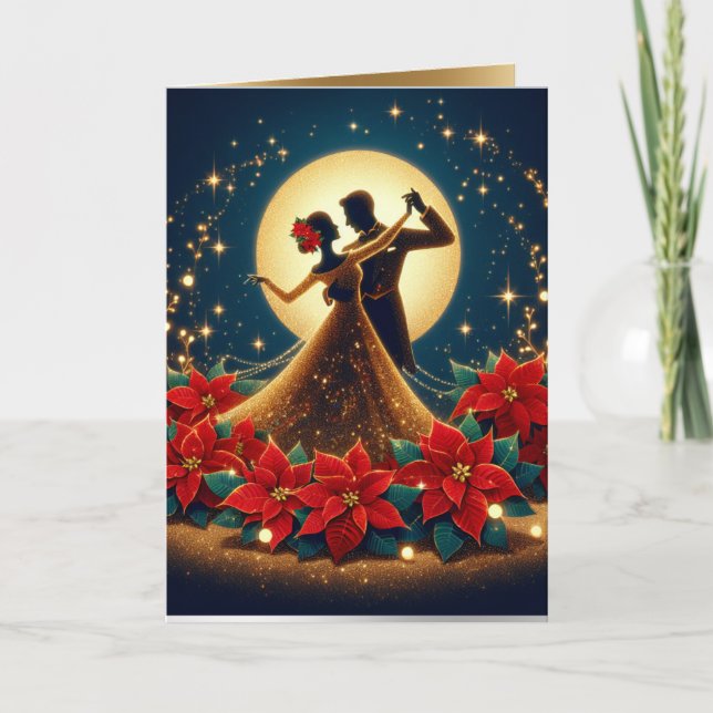 Danseurs de salle de bal Lune Carte de Noël (Devant)