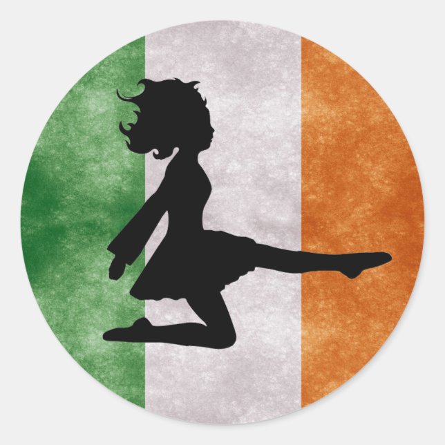 Danseuse irlandaise sur Stickers Drapeau irlandais (Devant)