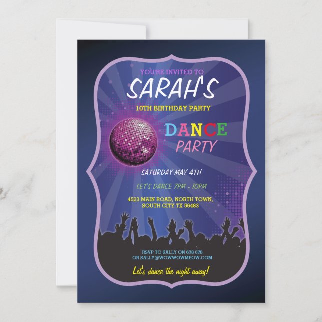 DANSEZ FLUX INVITATION DISCO BALL DE L'ANNIVERSAIR (Devant)