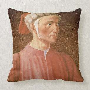 Dante Alighieri (1265-1321) detail of his bust, fr Throw Pillow