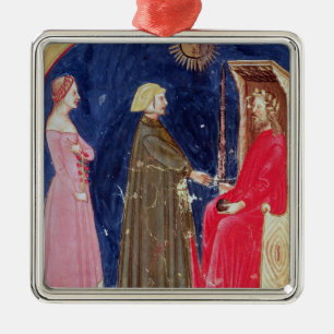 Dante and Beatrice before Justinian Metal Ornament