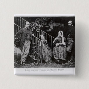 Dante, Christina, Frances and William Rossetti 2 Inch Square Button