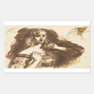 Dante Gabriel Rossetti - Half-length Sketch Sticker