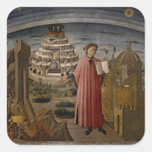 Dante in front of Mt. Purgatory Square Sticker