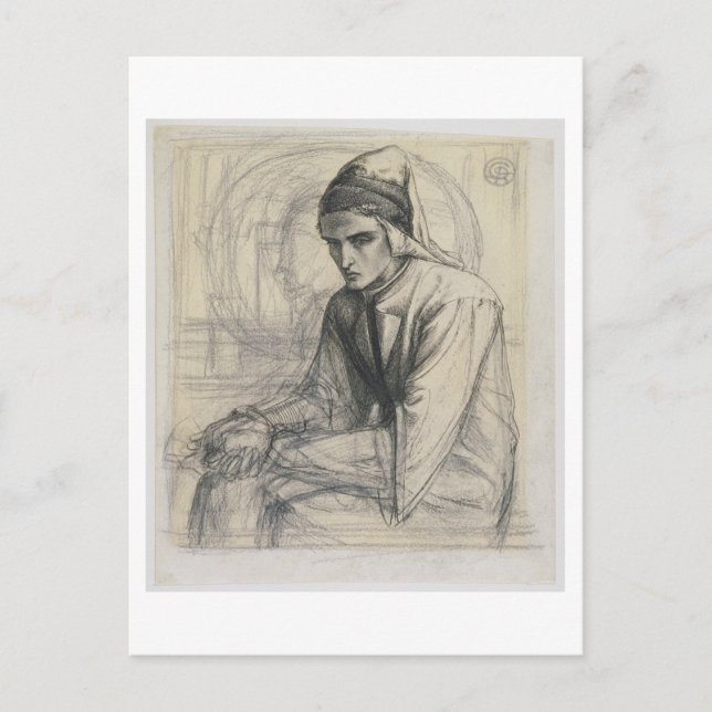 Dante in Meditation Holding a Pomegranate, c.1852 Postcard (Front)