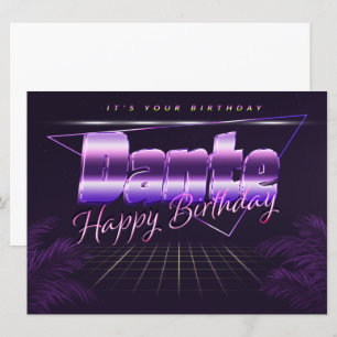 Dante Prénom lila retro Carte Anniversaire