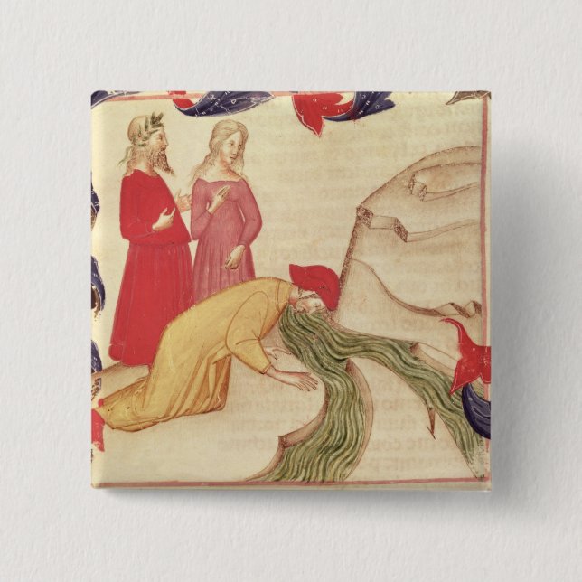 Dante purifying himself before entering 2 inch square button (Front)