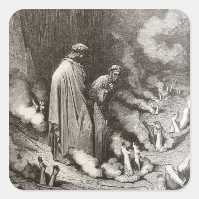 Dante & Virgil see Simoniacs Buried Upside down Square Sticker (Front)