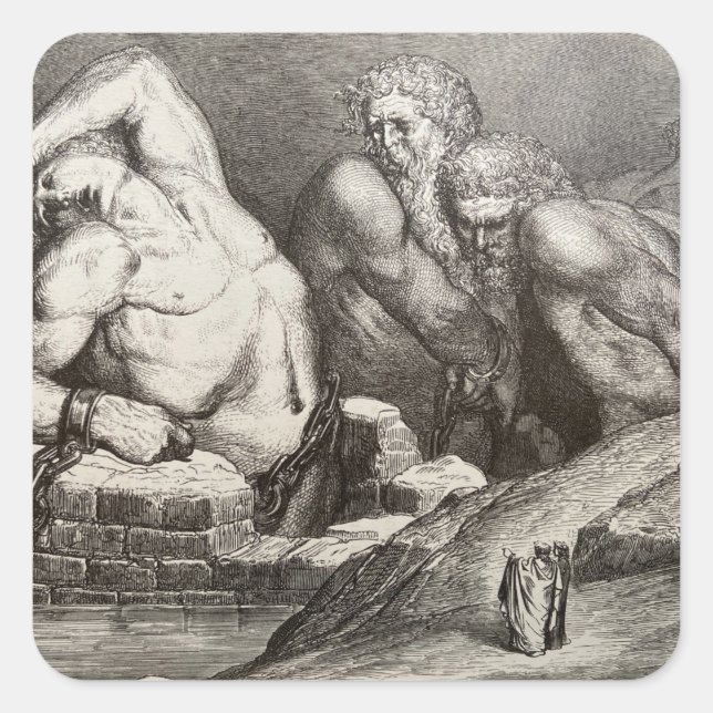 Dante & Virgil see the Giants in Inferno Square Sticker (Front)