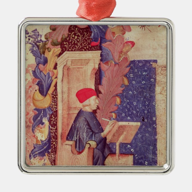 Dante writing 'The Divine Comedy' Metal Ornament (Front)