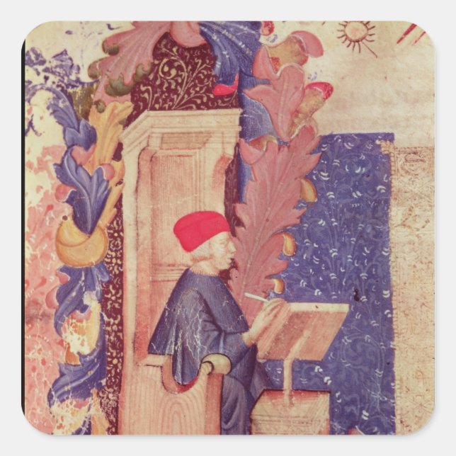 Dante writing 'The Divine Comedy' Square Sticker (Front)