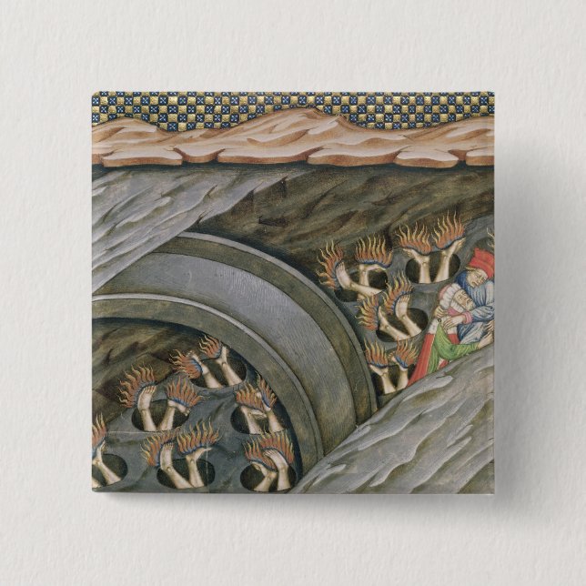 Dante's Inferno with a commentary 2 Inch Square Button (Front)