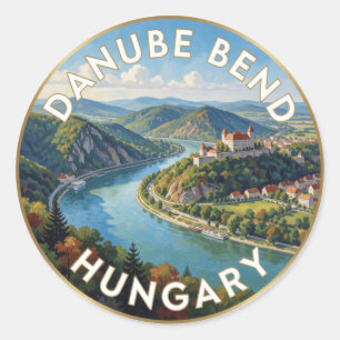 Danube Bend Visegrad Hungary Travel Landscape  Classic Round Sticker