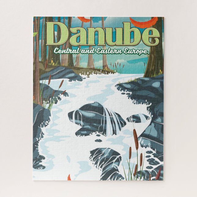 Danube European River Travel poster Jigsaw Puzzle (Vertical)