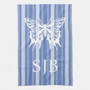 Danube Victorian Stripe Butterfly Monogram Kitchen Towel