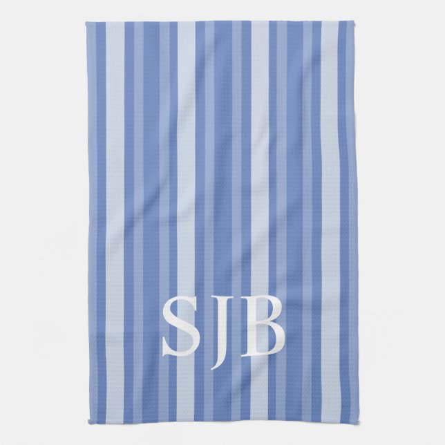 Danube Victorian Stripe with Monogram Kitchen Towel (Vertical)