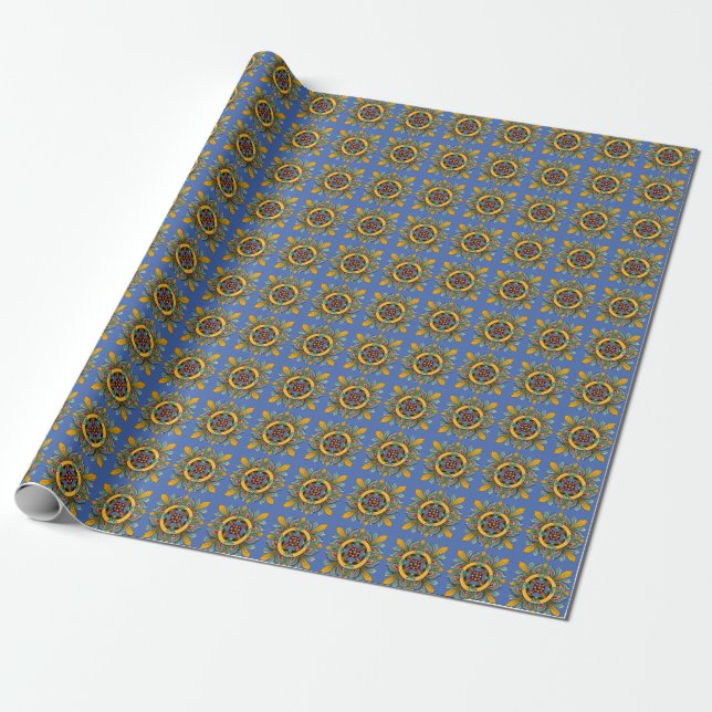 Danube Victorian Tile Design Wrapping Paper (Unrolled)
