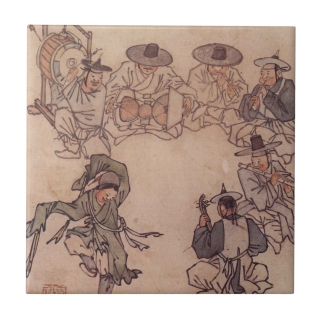 Danwon Mudong Korean Traditional Painting Tile (Front)