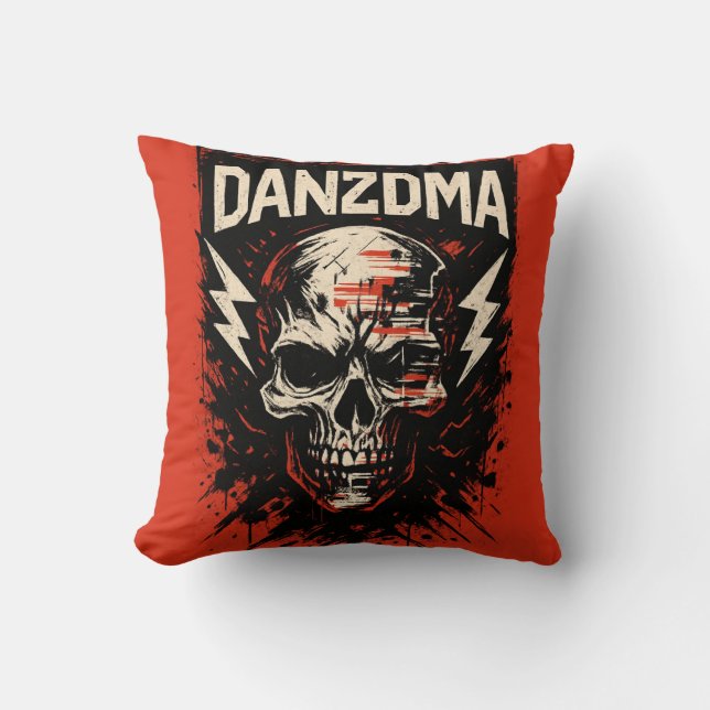 Danzdma Skull Graffiti Throw Pillow  (Front)