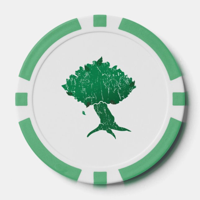 DAoC Hibernia Clay Poker Chips, Green Striped Edge Chips (Front)