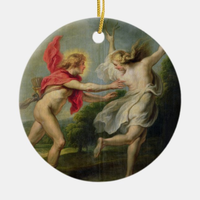 Daphne and Apollo (oil) Ceramic Ornament (Front)