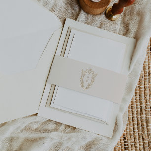 DAPHNE Classic Cream Gold Minimal Simple Wedding Invitation Belly Band