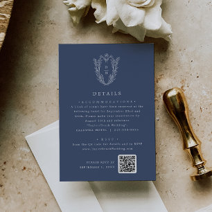 DAPHNE Dark Blue Simple Modern Wedding Details Enclosure Card