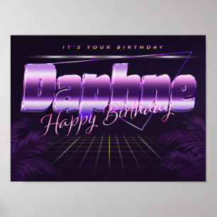 Daphne Nom Vorname lila retro Poster Geburtstag