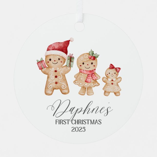 Daphne Personalized Baby's First Christmas Metal Ornament (Front)