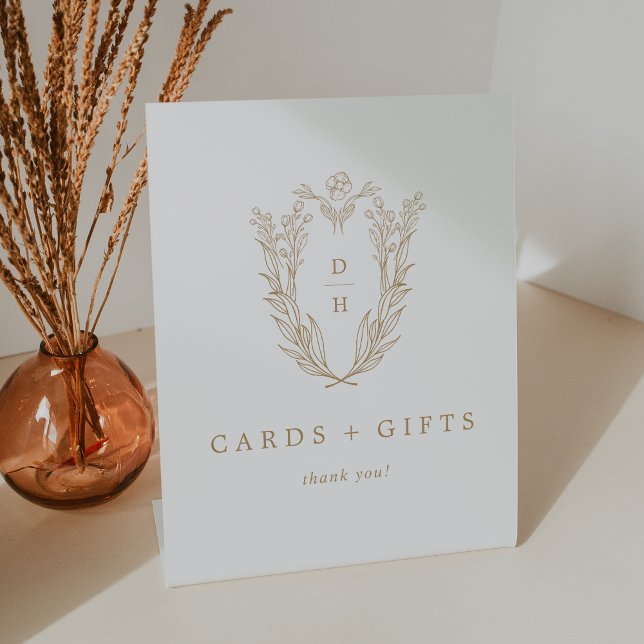 DAPHNE Simple Gold White Wedding Cards and Gifts Pedestal Sign (DAPHNE Simple Gold White Wedding Cards and Gifts Pedestal Sign)