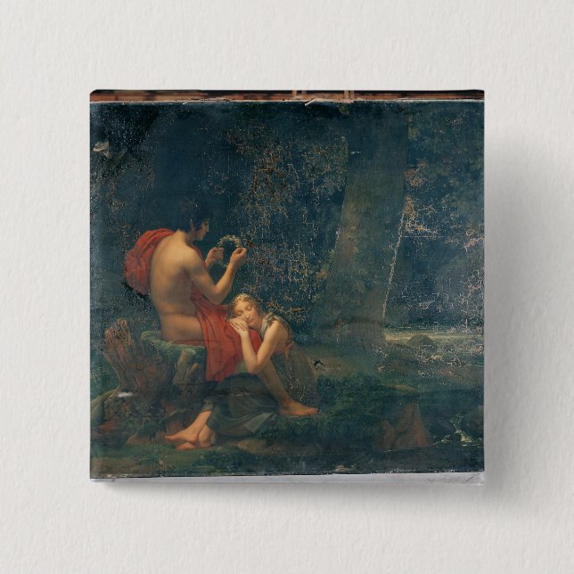 Daphnis and Chloe, 1824-25 2 Inch Square Button (Front)