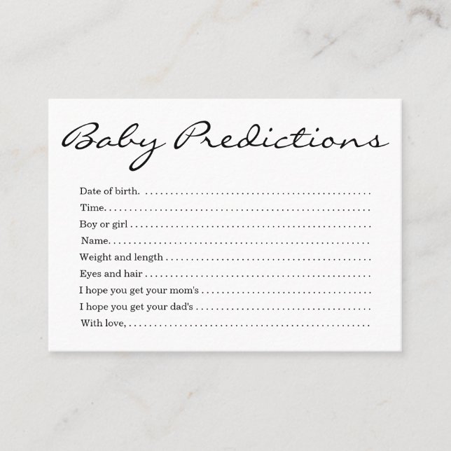 D'appel Baby shower de carte de prédiction pour bébés - Si (Devant)