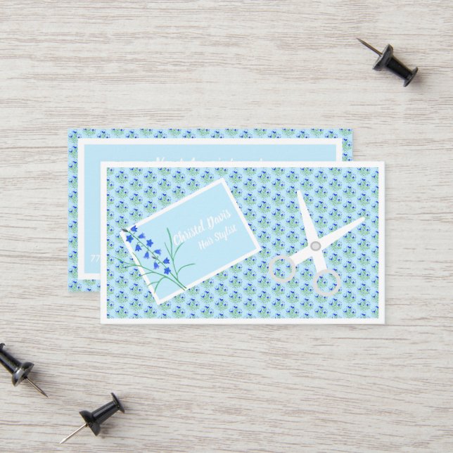 D'appel Blue Crocuses Carte de visite de la liste de cheve (Devant/Arrière en situation)