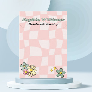 D'appel Carte d'affichage Retro Pink Checker Collier bijou