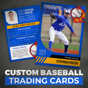 D'appel Carte de Baseball Bleue avec Photo et Statistiques