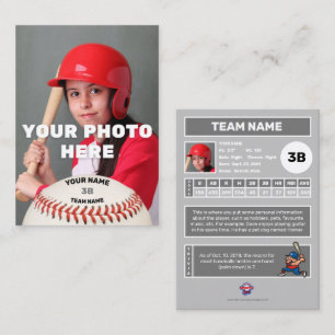 D'appel Carte de baseball Grey Back - Statistiques personn