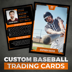 D'appel Carte de Baseball Orange - Profil de Joueur