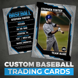 D'appel Carte de baseball personnalisée en bleu Baseball J