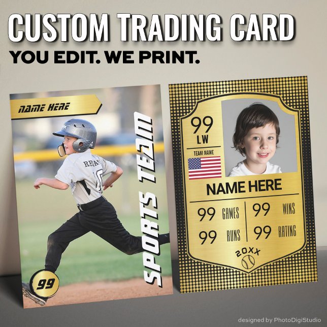 D'appel Carte de baseball personnalisée, Joueur Bouclier O (Custom Baseball Trading Card, Gold Shield Player Card)
