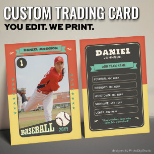 D'appel Carte de baseball personnalisée, Joueur rétro oran