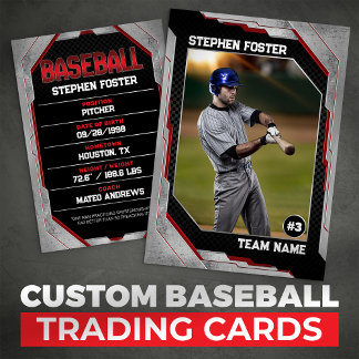 D'appel Carte de baseball personnalisée rouge Joueur de ba