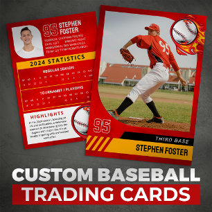 D'appel Carte de Baseball Rouge avec Photo et Statistiques