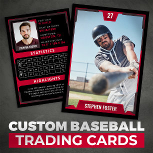 D'appel Carte de baseball rouge - Profil de joueur
