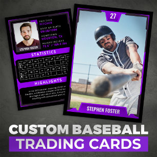 D'appel Carte de Baseball Violette - Profil de Joueur