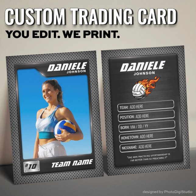 D'appel Carte de collection personnalisée de volley-ball,  (Custom Volleyball Trading Card Volley Player Cards)