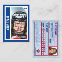 Carte de commerce de hockey sur mesure - Bleu - Aj