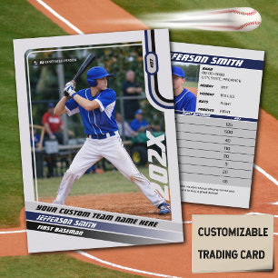 D'appel Carte de joueur de baseball personnalisée bleu gri